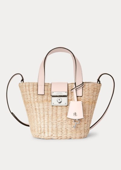 Bolsos De Mano Ralph Lauren Mujer Marrom / Rosas - Straw Mini Reese - DVZQH5926